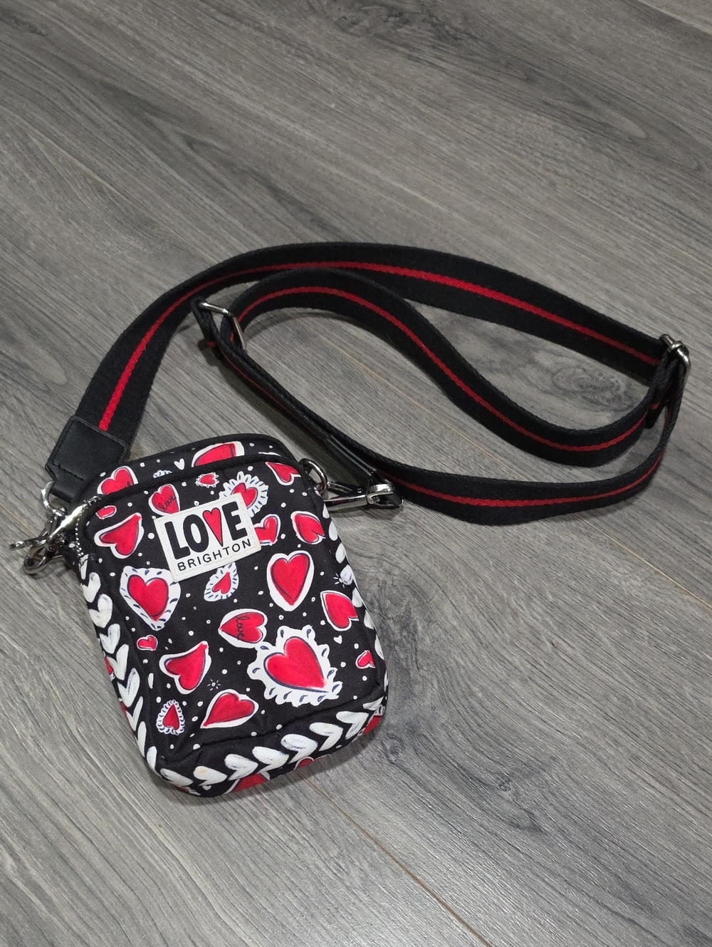 Brighton Love Hearts A Flutter Crossbody Utility Nylon Bag